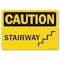 Signmission OSHA Caution, 7" Height, Decal, 10" x 7", Landscape, Stairway (with graphic) OS-CS-D-710-L-19235 - alternate 1